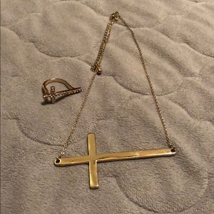 Gold cross necklace and ring